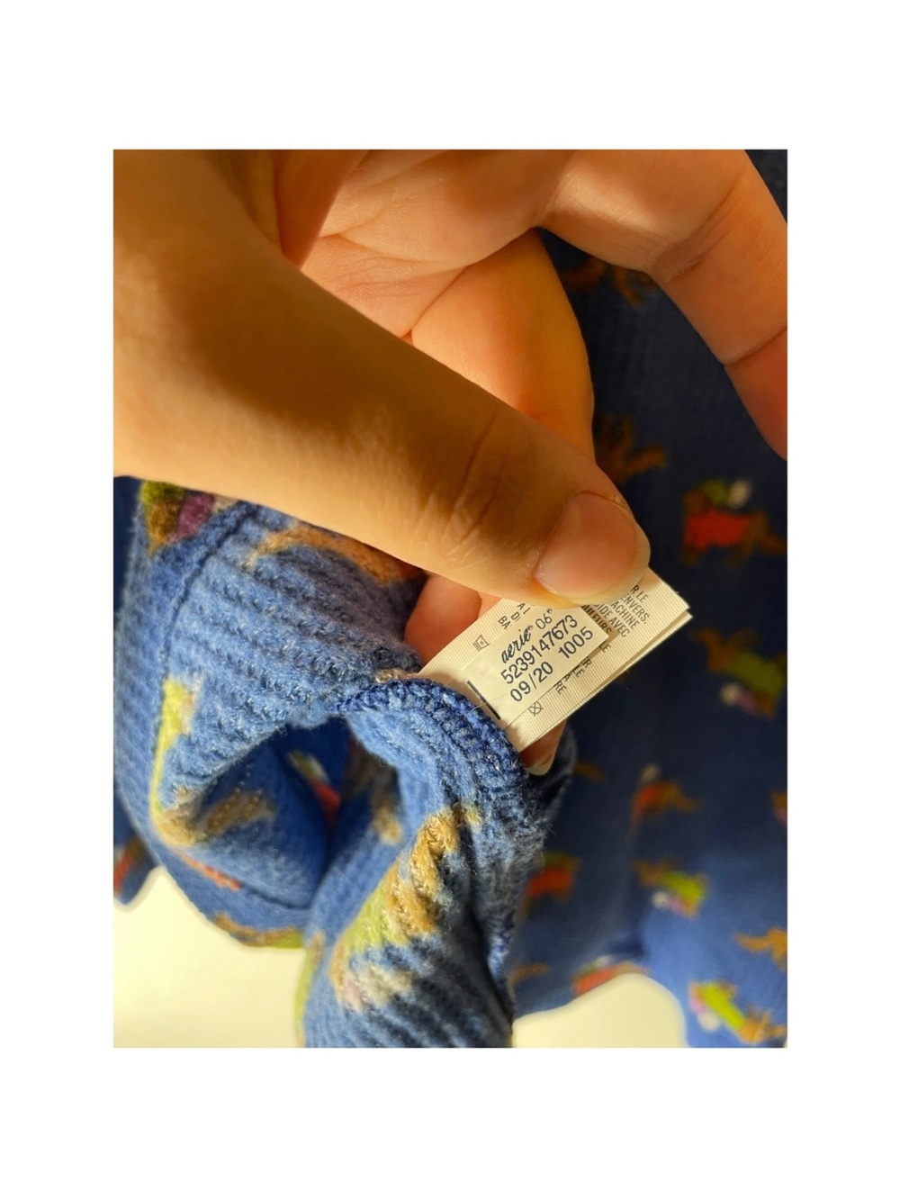 Aerie Thermal Waffle Knit Dachshund Dog Print Pajama Set Blue - Picture 10 of 16